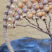 Handcrafted tree of life wall hanging, wood bead and wire hoop art